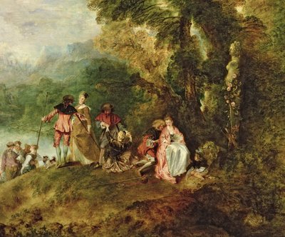 Embarcação para Cythera, 1717 óleo sobre tela detalhe de 3755 de Jean Antoine Watteau